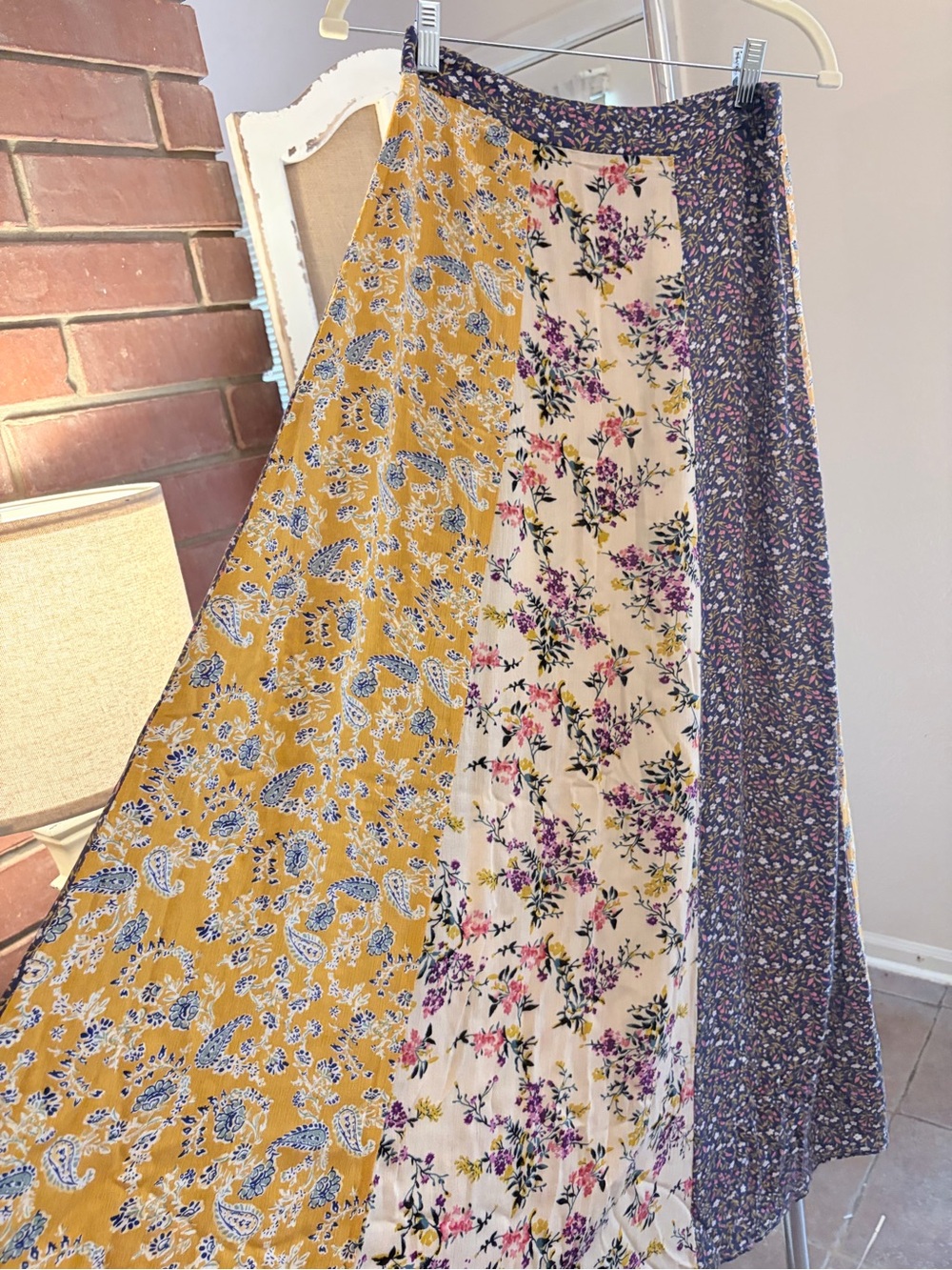Natural Life Patchwork Floral Boho Maxi Skirt 100% Rayon Small - Picture 4 of 10
